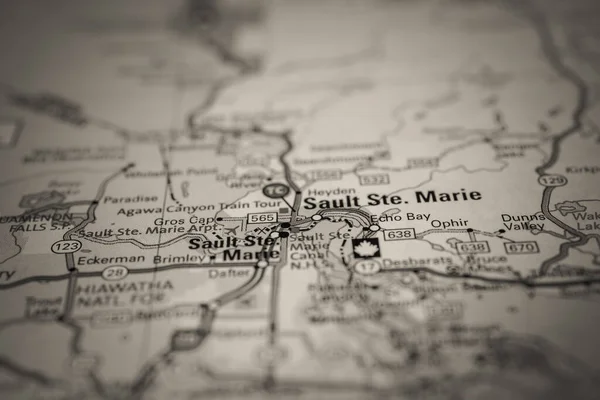 Sault Ste Mapa Viajes Marie Estados Unidos — Foto de Stock