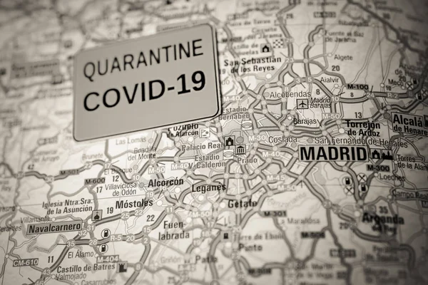 Madrid Coronavirus Covid Quarantine Background — Stock Photo, Image