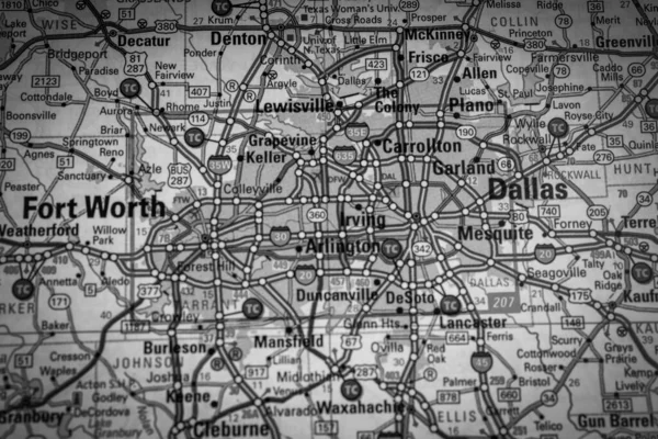 Dallas Mapie Podróży Usa — Zdjęcie stockowe