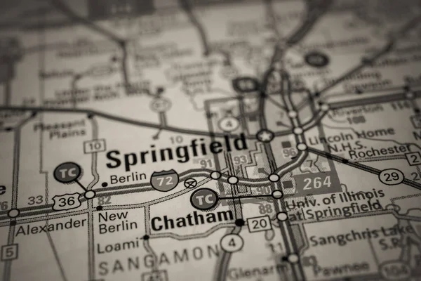 Springfield Sur Carte Des États Unis Fond Voyage — Photo