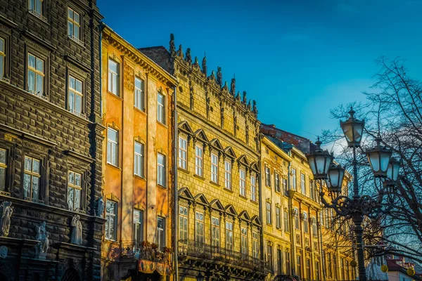 Prachtige Winter Lviv Architectuur Straten — Stockfoto