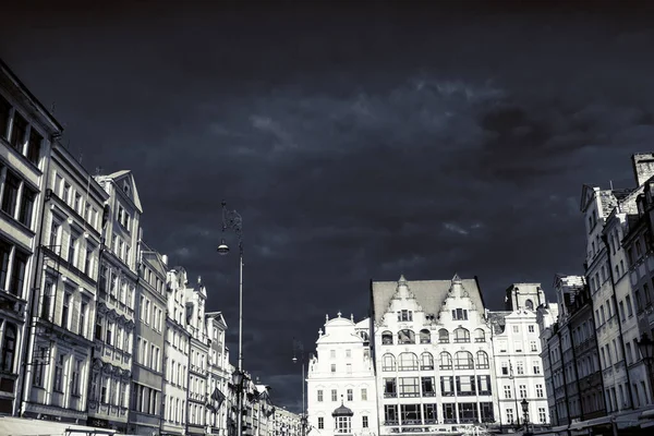 Rynek Centralny Wrocławiu Starymi Kolorowymi Domami — Zdjęcie stockowe