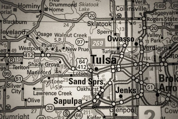 Tulsa Mapa Fondo Viajes —  Fotos de Stock