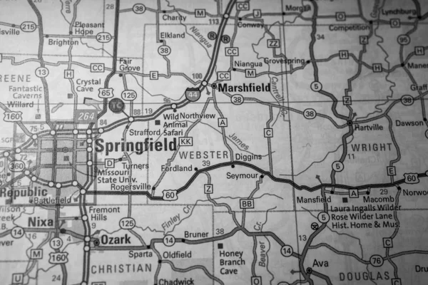 Springfield Sullo Sfondo Della Mappa Degli Stati Uniti — Foto Stock