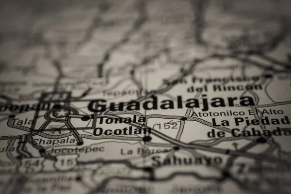 Guadalajara Mapa Viaje México — Foto de Stock