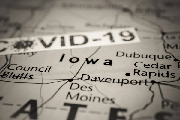 Stato Dell Iowa Covid Sfondo Della Quarantena — Foto Stock