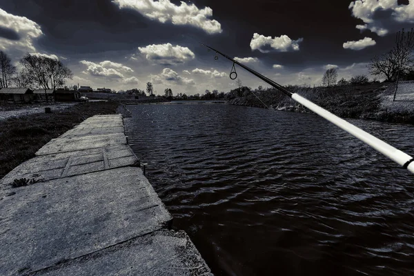 Pesca Descanso Rural Antecedentes Sobre Tema Recreação — Fotografia de Stock