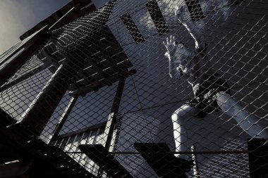 Çocuk ip parkında oynuyor.