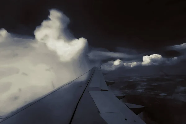 Blick Aus Dem Flugzeugfenster Flügel — Stockfoto