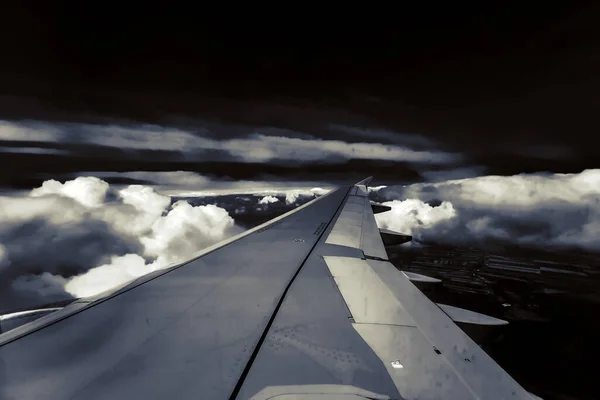 Blick Aus Dem Flugzeugfenster Flügel — Stockfoto