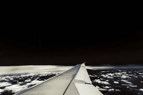 Θέα Από Παράθυρο Του Αεροπλάνου Πτέρυγα — Φωτογραφία Αρχείου
