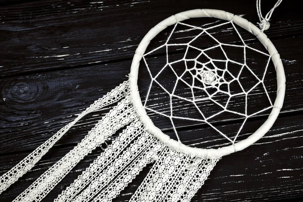 Dreamcatcher Pozadí Dřevěného Umění — Stock fotografie