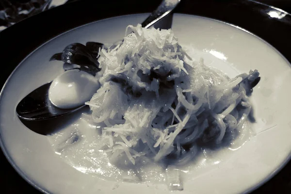 Pâtes Carbonara Sur Une Assiette — Photo