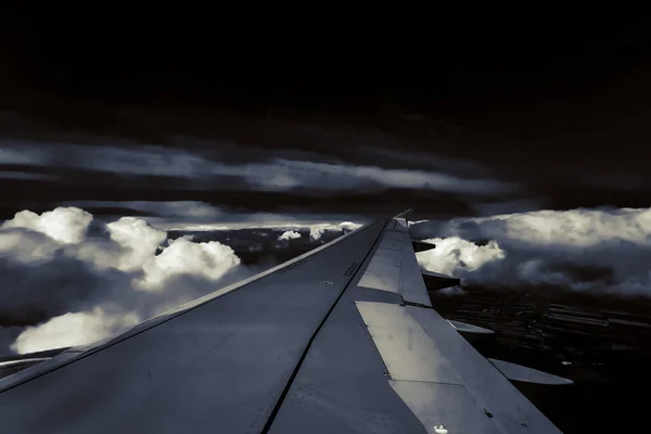 Vista Desde Ventana Del Avión Ala — Foto de Stock