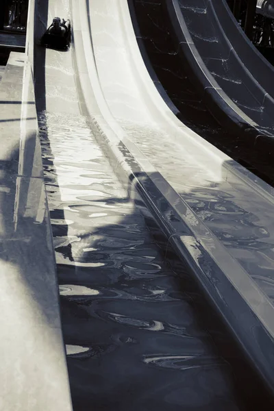 Boy Rides Slide Water Park — Stock Photo, Image