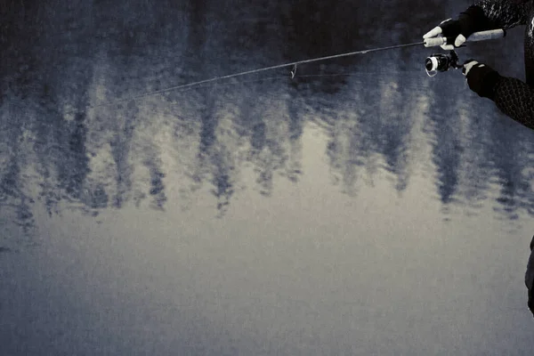 Pesca Alla Trota Sul Lago Attività Ricreative Pesca — Foto Stock