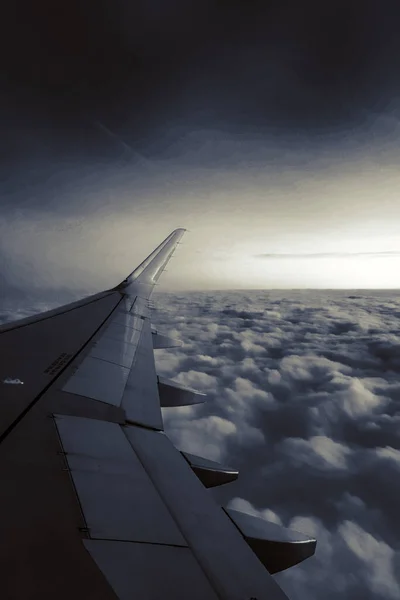 Utsikten Från Fönstret Flygplansöppning Himlen — Stockfoto