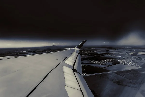 Vista Desde Ventana Del Avión Ala — Foto de Stock