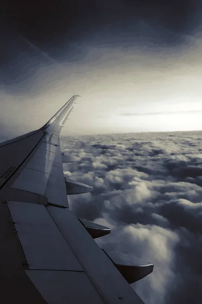 Θέα Από Παράθυρο Ενός Αεροσκαφους Στον Ουρανό — Φωτογραφία Αρχείου
