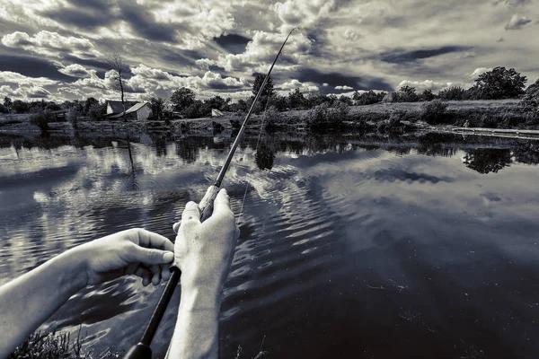 Pesca Descanso Rural Contexto Sobre Tema Recreación —  Fotos de Stock