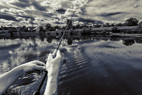 Pesca Riposo Campagna Contesto Sul Tema Della Ricreazione — Foto Stock