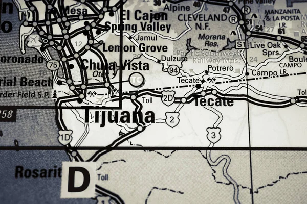 Tijuana Usa Map Travel Background — Stockfoto