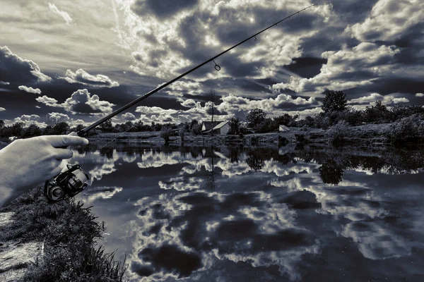 Pesca Descanso Rural Antecedentes Sobre Tema Recreação — Fotografia de Stock