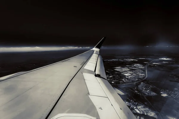 Vista Janela Avião Asa — Fotografia de Stock
