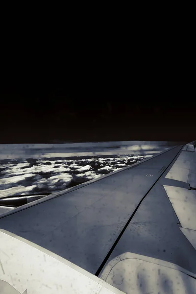 Kilátás Repülőgép Ablakából Szárny — Stock Fotó