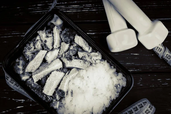 健康的晚餐米饭和肉可以减肥 — 图库照片
