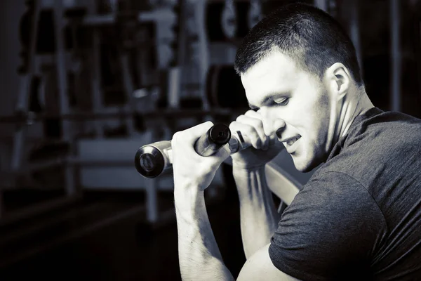 Man Trains Gym Fitness Sport Health — Stock Photo, Image