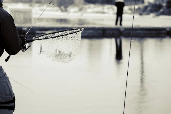 Pesca Alla Trota Fondo Scuro — Foto Stock