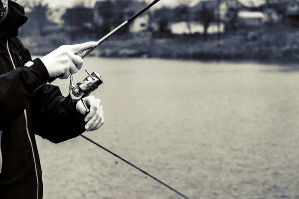 Pike fishing on the lake. Fishing recreation