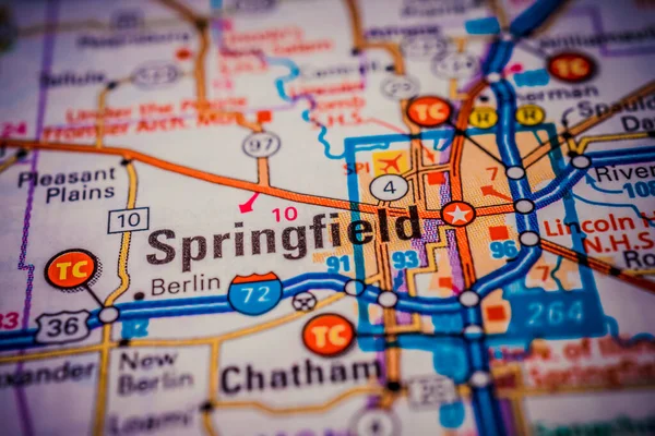 Springfield Sur Carte Des États Unis Fond Voyage — Photo