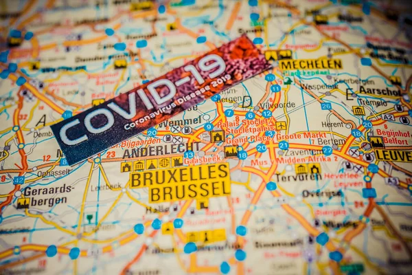 Brussel Coronavirus Covid Karantän Bakgrund — Stockfoto