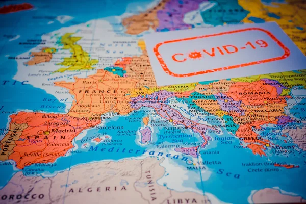 Európa Térkép Coronavirus Covid Karantén Háttere — Stock Fotó