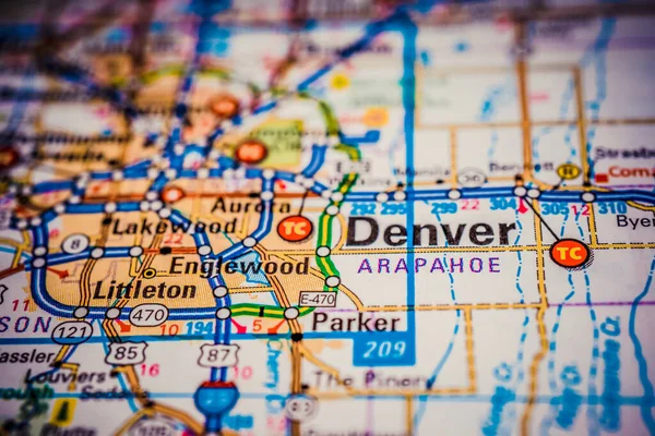 Denver Eua Mapa Viagem Fundo — Fotografia de Stock