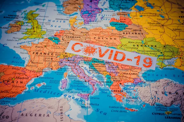 Európa Térkép Coronavirus Covid Karantén — Stock Fotó