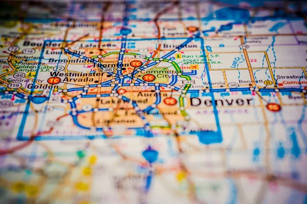 Denver Eua Mapa Viagem Fundo — Fotografia de Stock