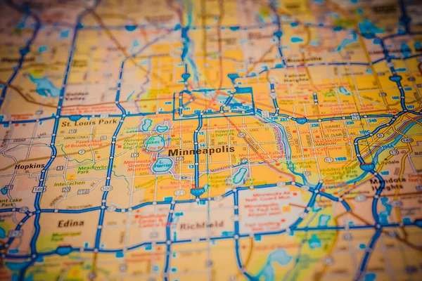 Minneapolis Amerikai Egyesült Államok Utazási Térkép Háttér — Stock Fotó