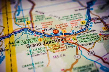 Grand Junction USA map travel background clipart