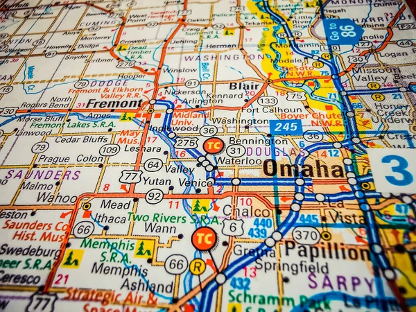 Omaha on USA map