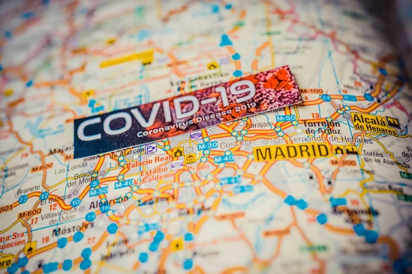 Madrid Coronavirus Covid Karantän Bakgrund — Stockfoto