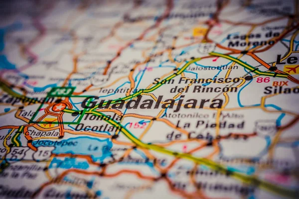 Гвадалахара Карті Подорожей Мексики — стокове фото
