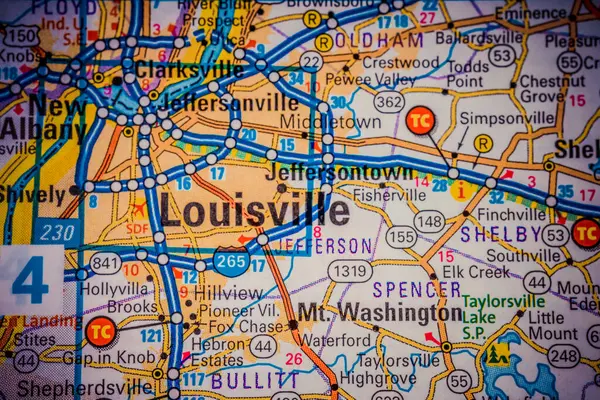 Louisville Nos Eua Mapa Viagem Fundo — Fotografia de Stock