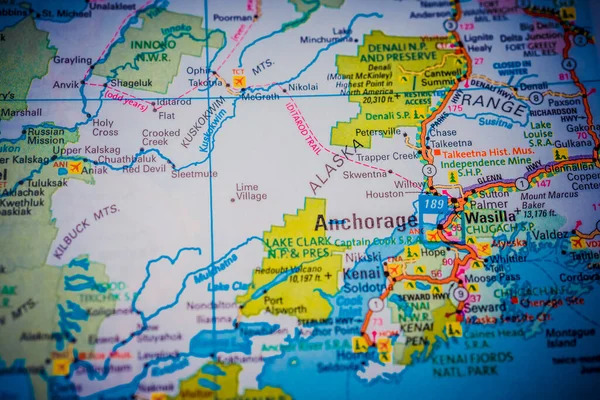 Mapa Viajes Anchorage Estados Unidos —  Fotos de Stock