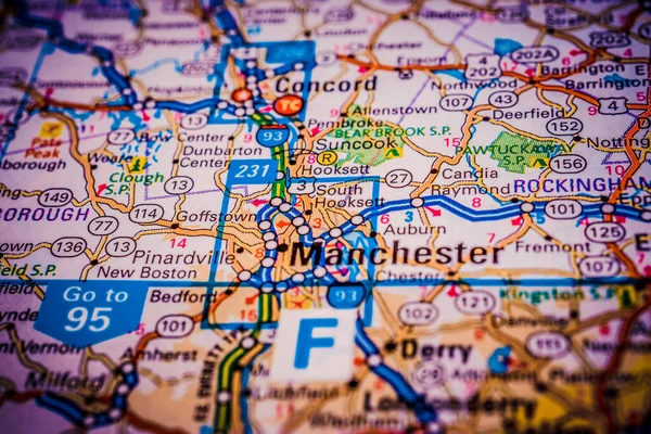 Manchester Mapa Dos Eua Fundo Viagem — Fotografia de Stock