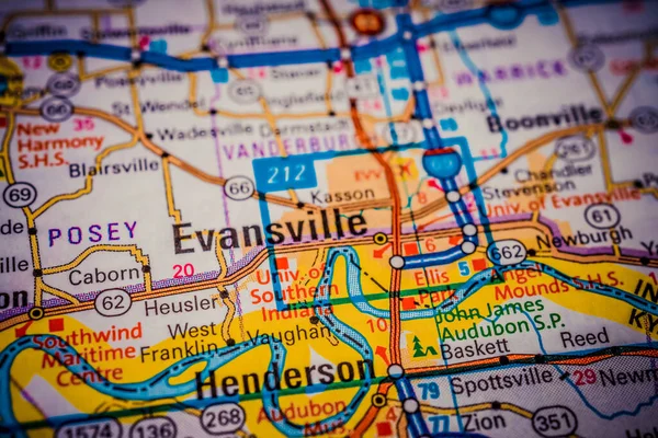 Evansville Auf Der Usa Karte Reisehintergrund — Stockfoto