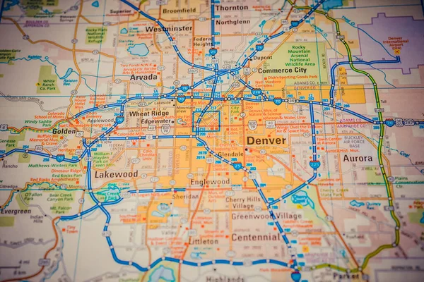 Denver Stany Zjednoczone Mapa Podróży Tło — Zdjęcie stockowe