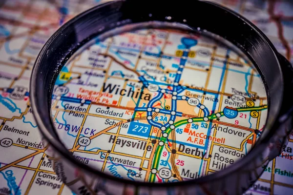 Wichita Usa Map Travel Background — стокове фото